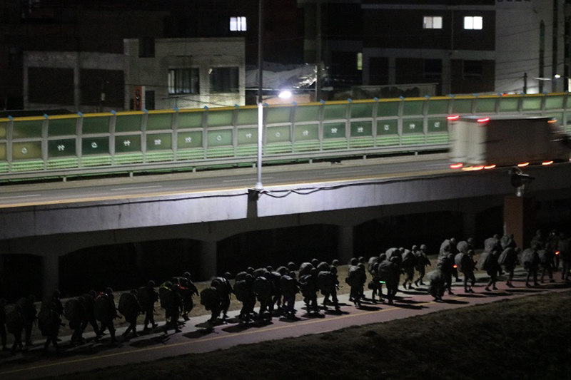 Many soldiers on the street